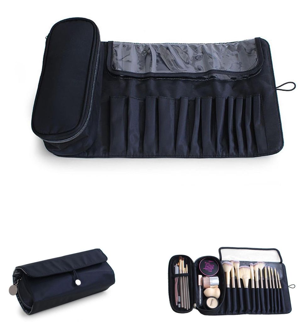Kosmetiktasche, Reisetasche für Make-up-Pinsel, Aufbewahrungstasche, Organizer-Handtasche mit 12 Fächern für Pinselsets und Make-up-Zubehör (sc...