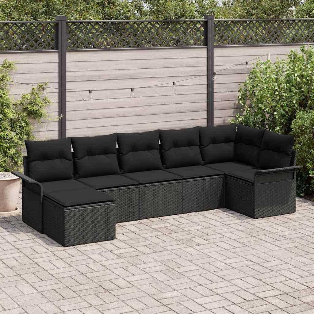 Maison Exclusive - Gartensofa-set mit Speicher 7 pcs Schwarz Poly-Rattan