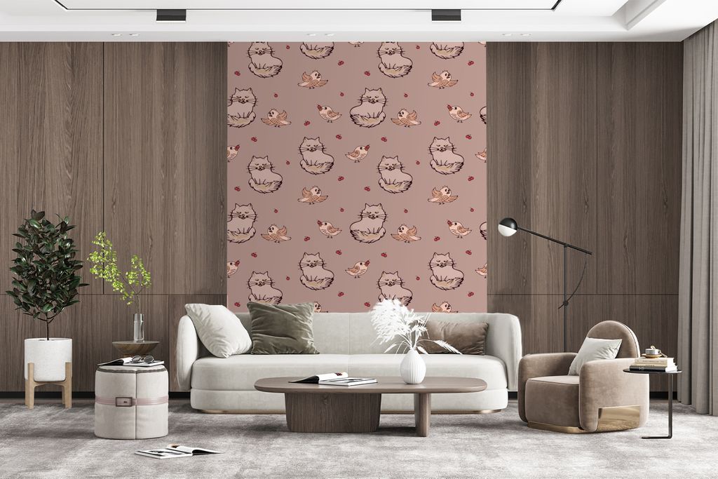 MuchoWow Fototapete für Wohnzimmer oder Schlafzimmer Wandtapete Vinyl Motivtapete Tiere - Kinder - Muster - 190x260 cm - Papiertapete