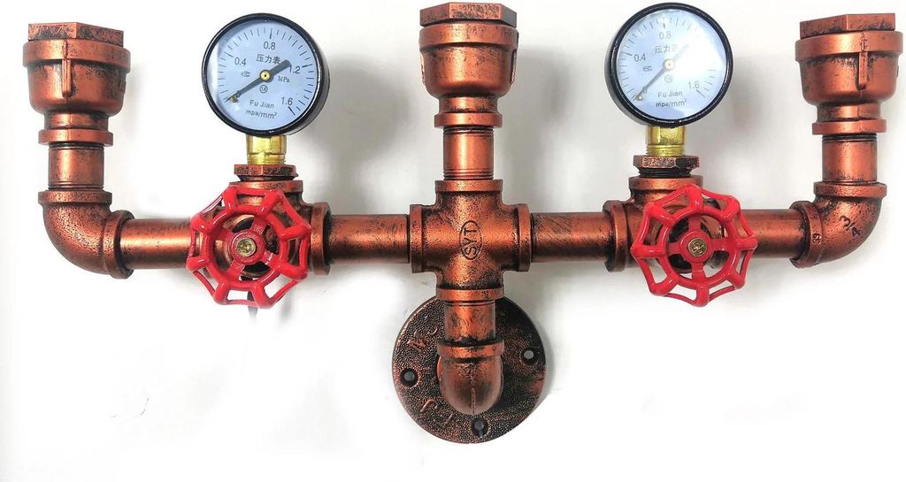 Kupfer Wandleuchte - 3-flammig - Wandmontage - Licht Oben & Unten - 220 V AC - ST64 Lampen - Ohne Leuchtmittel