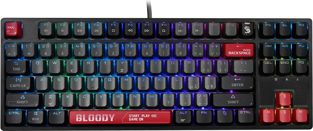 Bloody S87 Clavier Gamer Mécanique Red Switch USB Noir et Rouge AZERTY