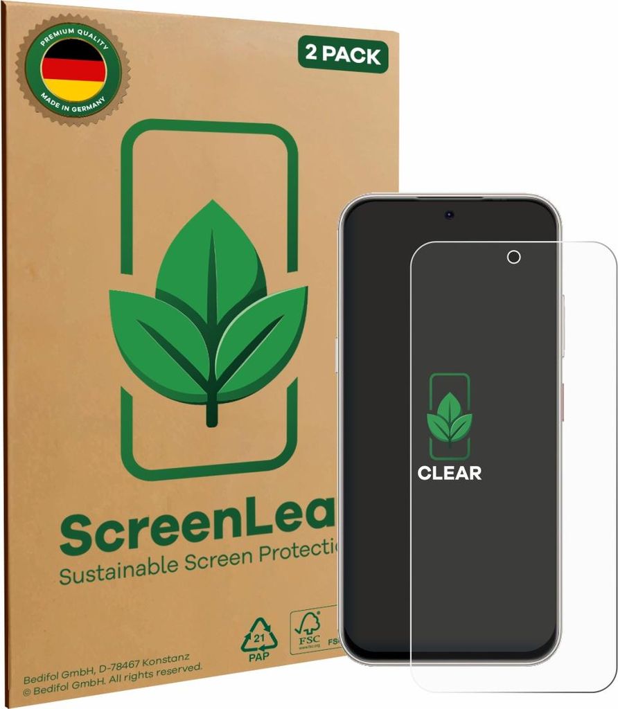 2x ScreenLeaf Schutzfolie für Nubia V80 Pro nachhaltiger Displayschutz Display Schutz Folie Klar Transparent