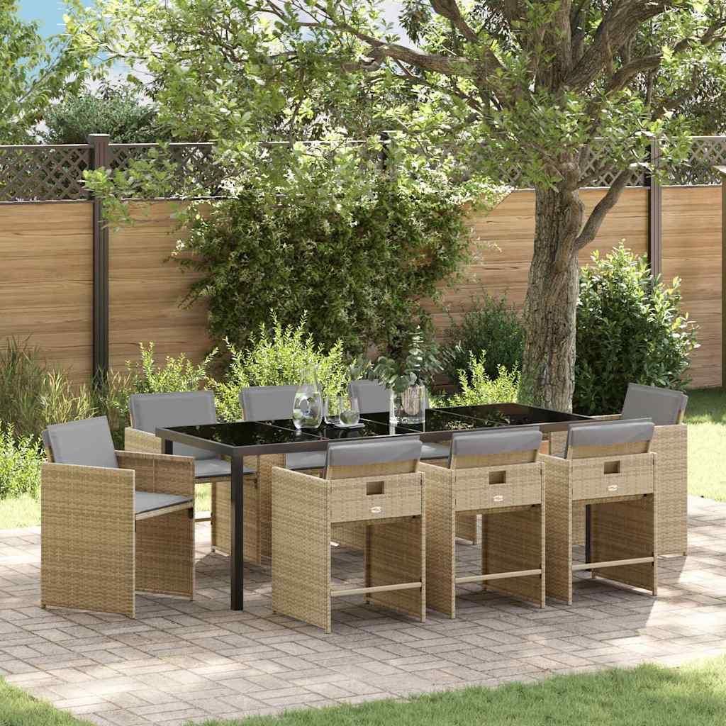 Maison Exclusive - Garten Essgruppe 9 pcs Beige Poly-Rattan