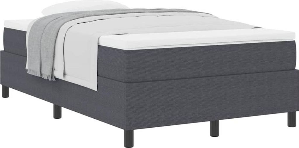 Boxspringbett Dunkelgrau und Weiß 120 x 190 cm Cordstoff