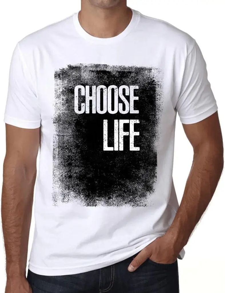 Herren Grafik T-Shirt Leben wählen – Choose Life – Öko-Verantwortlich Vintage Jahrgang Kurzarm Lustige Druck Geburtstag Geschenk Mann