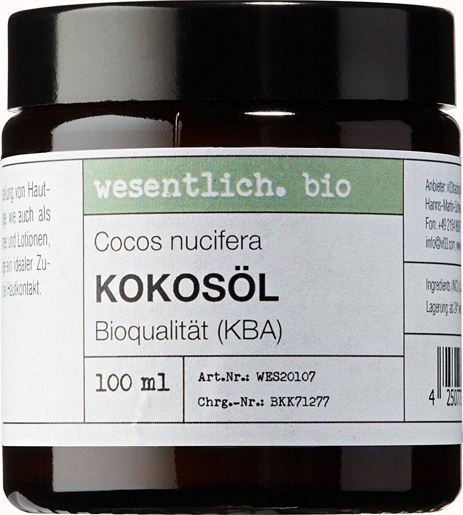 Kokosöl BIO kaltgepresst (100ml) von wesentlich. Produktbild 