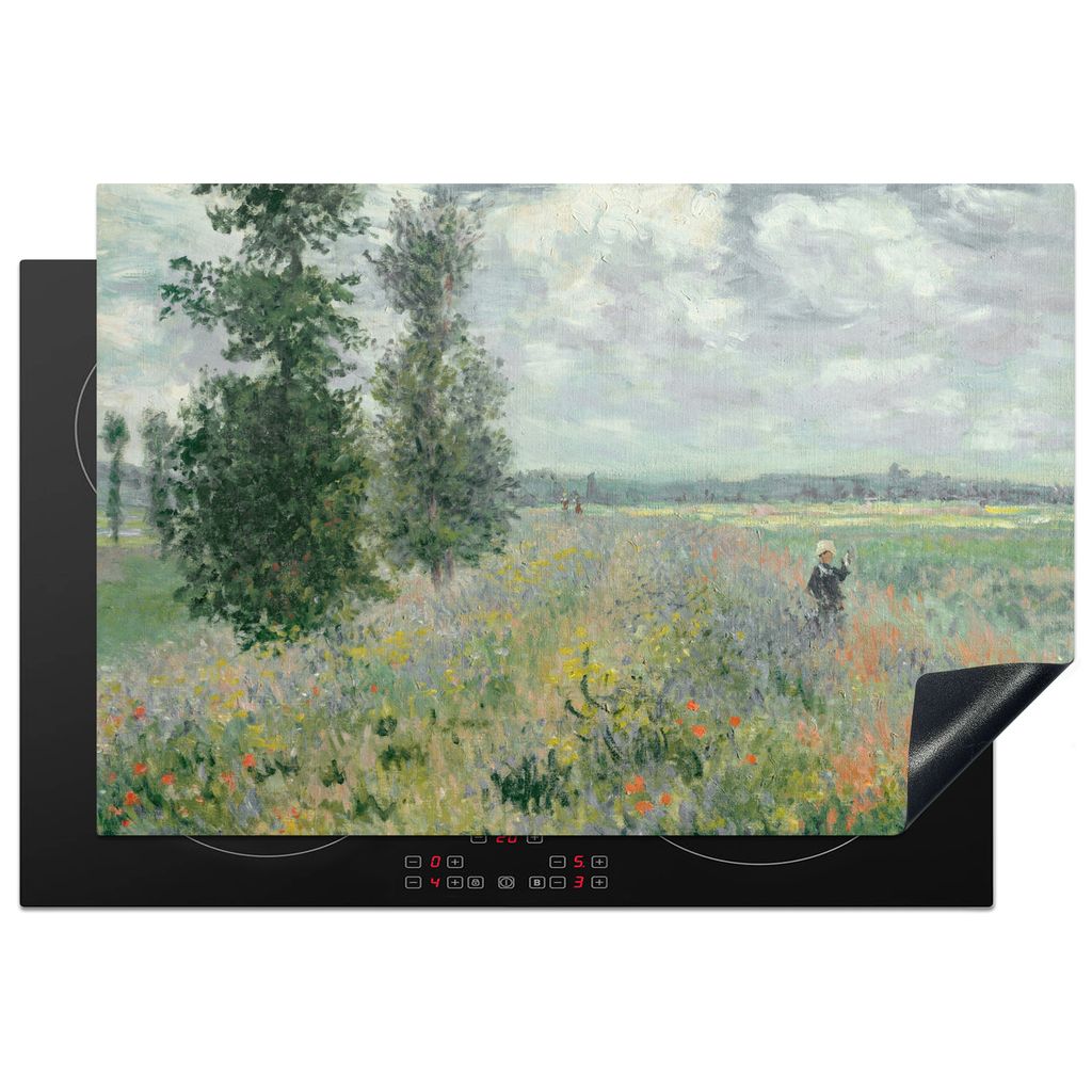 KitchenYeah Herdabdeckplatte Claude Money - Mohnfelder - Kunst - Alte Meister , 76x51cm, Küche Deko, Glaskeramikkochfeld Herdabdeckung, Abdeckpl...
