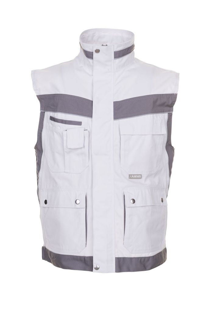 Größe 4XL Herren Planam Plaline Weste reinweiß zink Modell 2533
