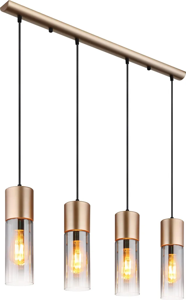 Luminaire Suspension en Verre Fumé et Métal Mat - Éclairage de Salon