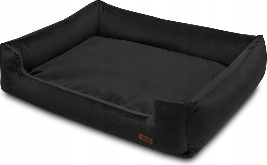 Hundebett schwarz weicher Samt Bulldog Bett HUGGY DOGGY M