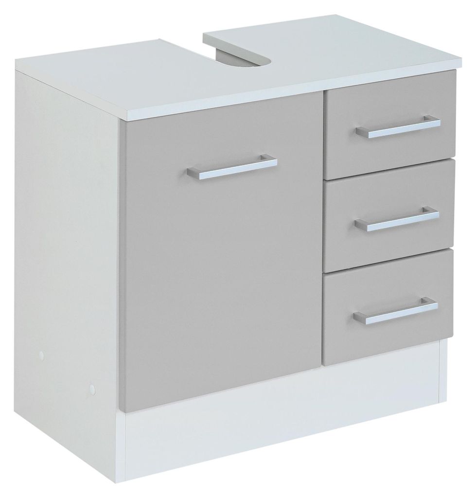 Basera Badezimmer Unterbeckenschrank Solene 60 cm breit, Korpus: weiß, Front: matt hellgrau