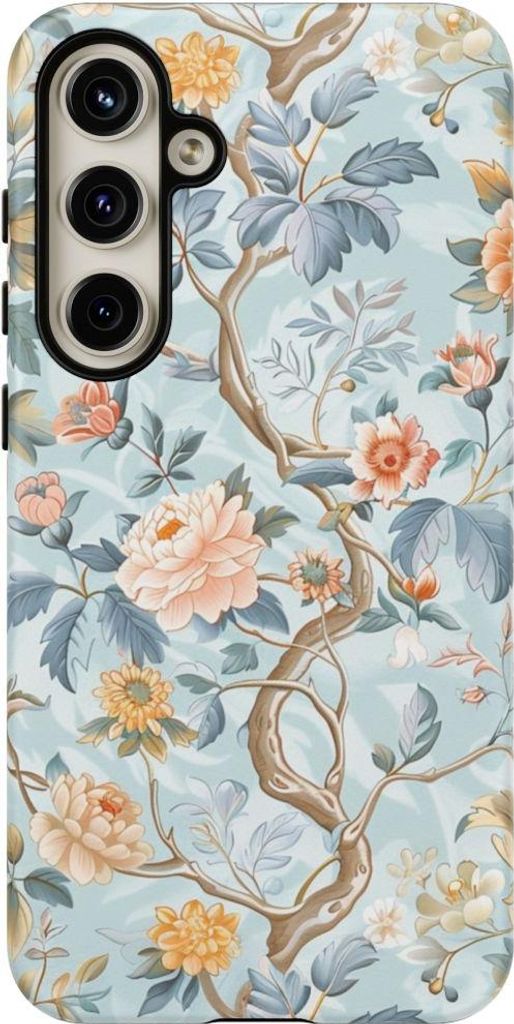 Pastellfarbenes Chinoiserie-Blumenmuster – Hülle Kompatibel mit Samsung Galaxy S24 Plus