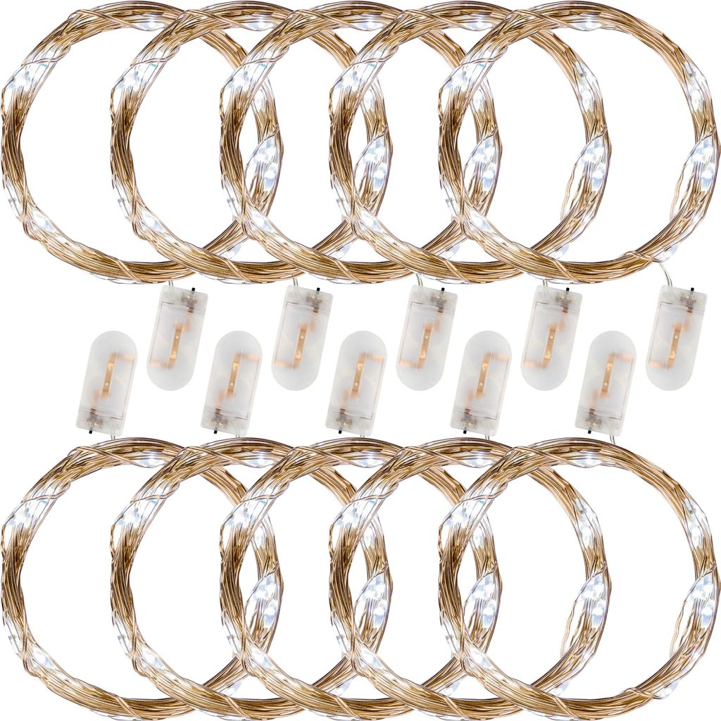 VOLTRONIC® 10Set 25 LED Lichterkette Draht, kaltweiß, Batt Produktbild 