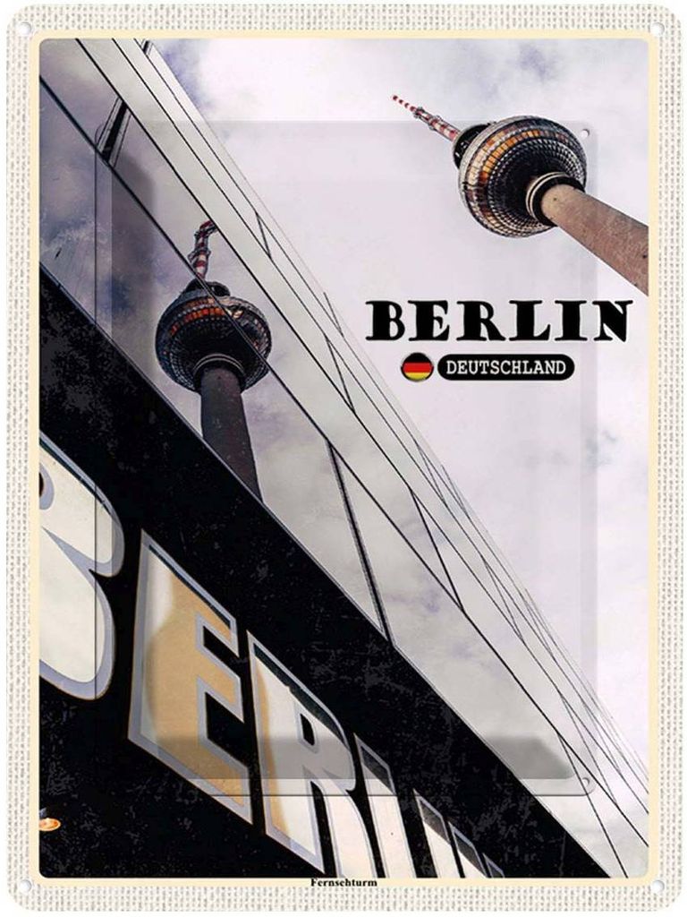 vianmo Blechschild 40x30 cm Berlin Fernsehrturm Deutschland Bildmotiv Reisemotiv Abenteuer Reisen Urlaub