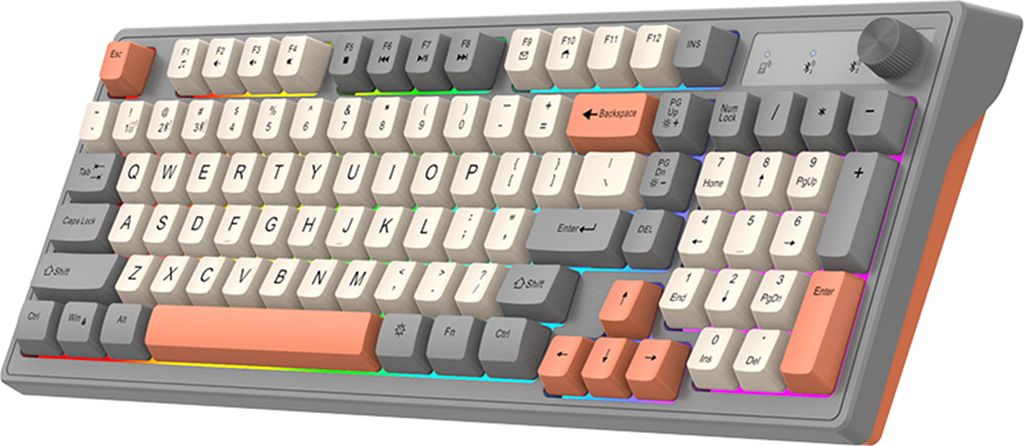 A close-up, slightly angled view of a mechanical keyboard.