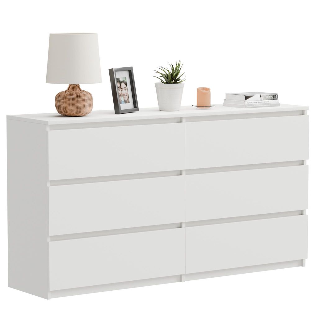 Kommode Weiss Matt 120 Cm Modern Klassisch 6 Schubladen Für Produktbild 