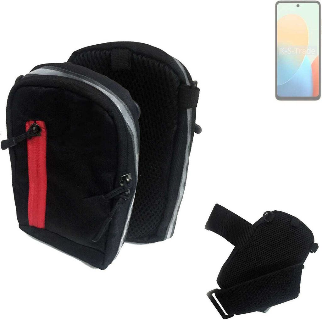 K-S-Trade Outdoor Gürteltasche Holster Umhängetasche kompatibel mit Tecno Pop 8 schwarz Handy Tasche Case travelbag Schutz Hülle Handy Hülle