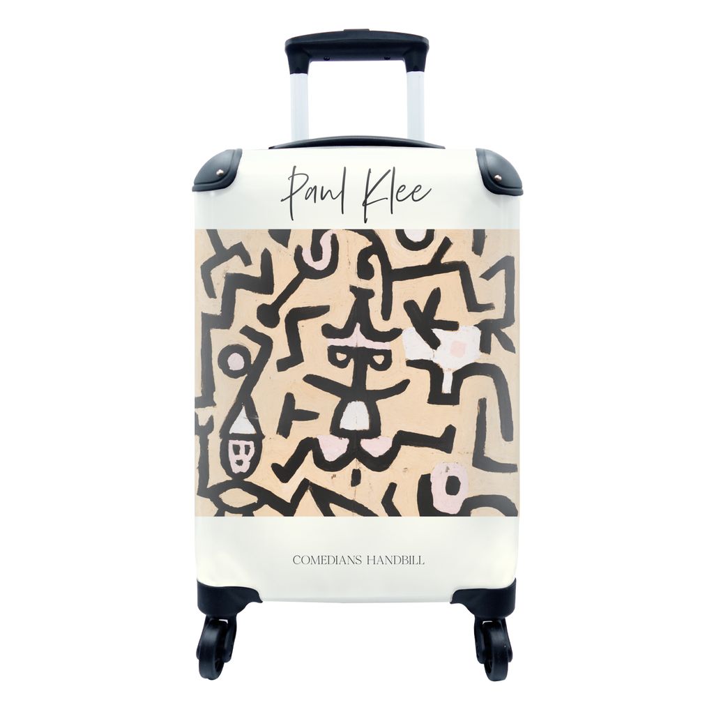 MuchoWow Koffer Handgepäck Trolley Rollkoffer Kleine Reisekoffer mit 4 Rollen - Kunst - Paul Klee - Komödianten Flugblatt - Cabin Size < 55x40x...