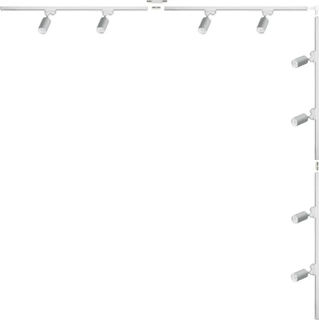 Kit Rail 2x2m Zuma Line 3583 avec 8 Projecteurs Monophasés Blancs