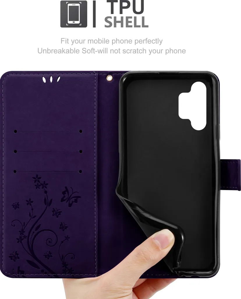 Custodia Samsung A32 4G Viola a Fiori - Cover Protettiva Cadorabo Chic - 6