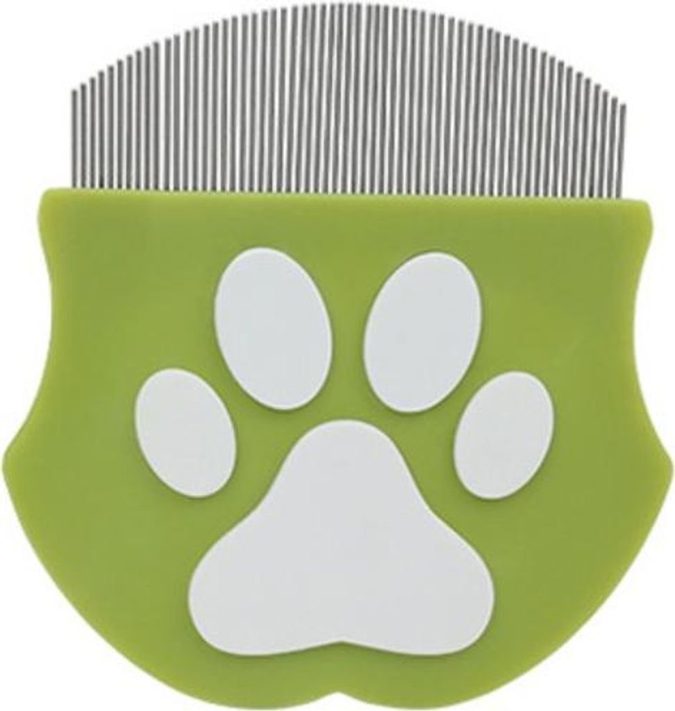 INF Mini Flohkamm für Hunde und Katzen, Gesichtspflegekamm, 1 Stück Grün