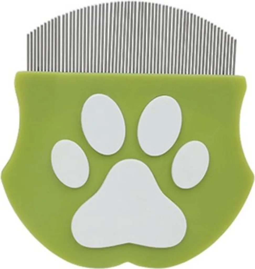 INF Mini Pettine Antiparassitario per Cani e Gatti, Toelettatura Viso Verde