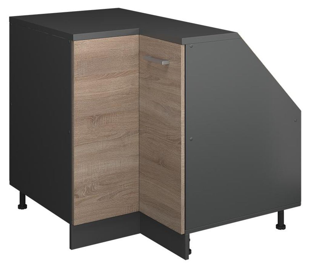 Eck-Küchenschrank für Dachschrägen Vicco R-Line Sonoma 75.6 cm mit 1 Tür, Schrankkorpus 60 cm Tiefe, Model 60048