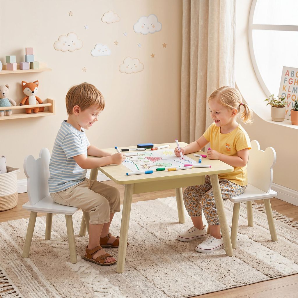 SUGIFT Kindertisch mit 2 Stühlen, Kindersitzgruppe Produktbild 