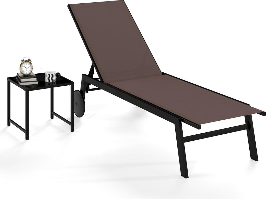 COSTWAY Sonnenliege mit Beistelltisch, Gartenliege Produktbild 