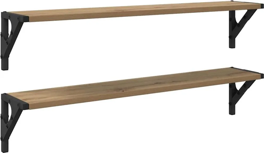 Set 2 Mensole 80x15 Rovere Artigianale Sospese Legno Arredo Casa