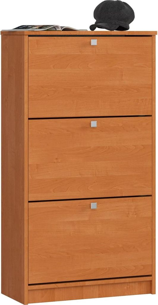 Meuble à chaussures en bois d'olivier avec 3 portes Image du produit 