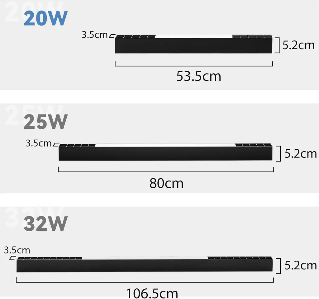 Plafonnier Cuisine LED 17W Noir 53cm Intensité Variable et Télécommande