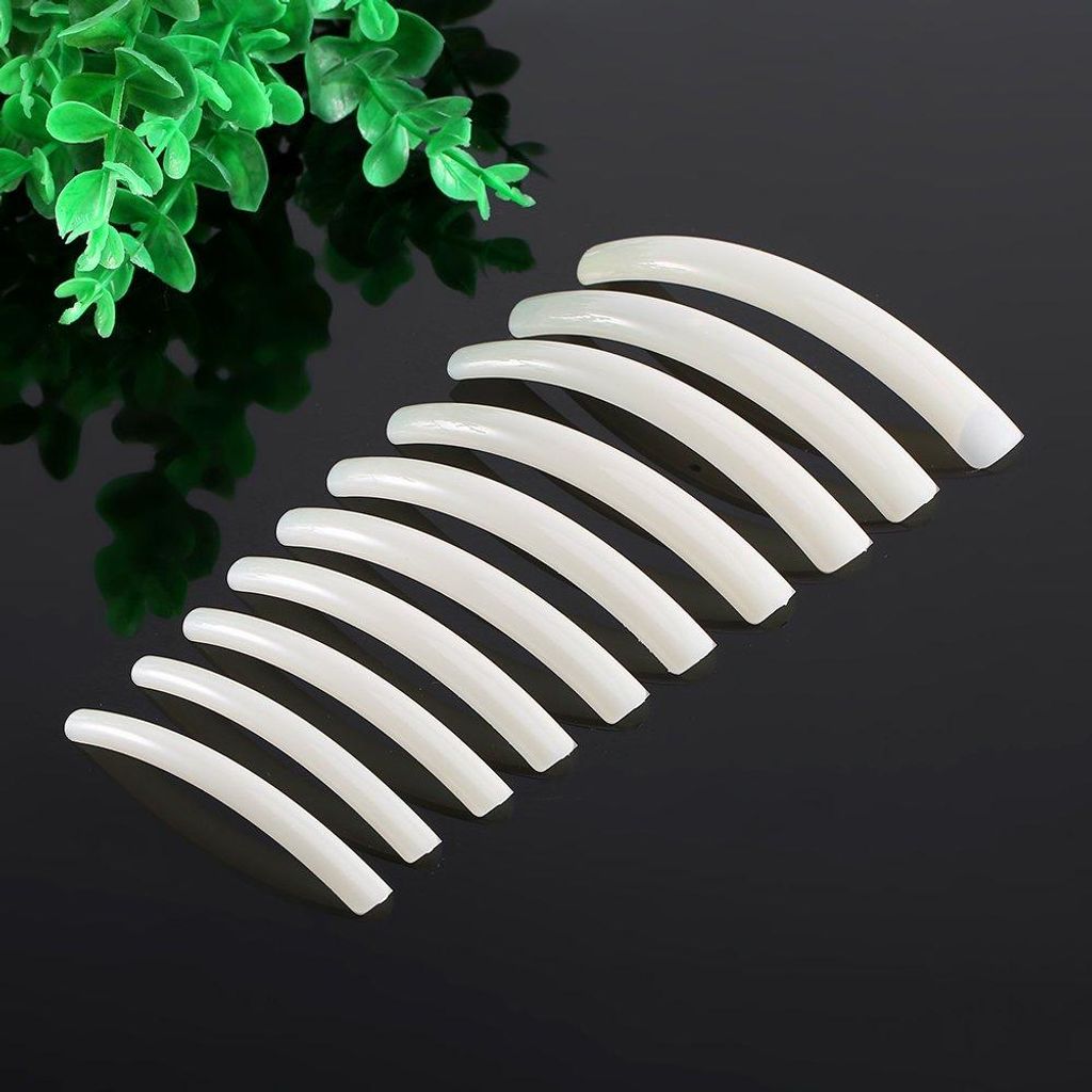 Extra Lange Künstliche Fingernägel Tip Halbe Abdeckung Falsche Nagel Art Design Salon Tipps Maniküre Dekorationswerkzeug (Beige) - 10 St