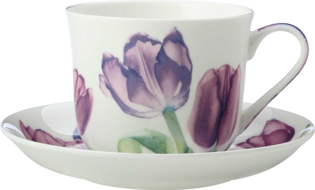 FLORIADE Tasse mit Untertasse Tulpe, Bone China Porzellan, Produktbild 