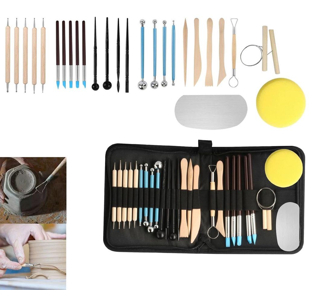 27 teiliges Modellierwerkzeug Set für Ton Polymer Clay und Keramik Töpferwerkzeug Zubehör