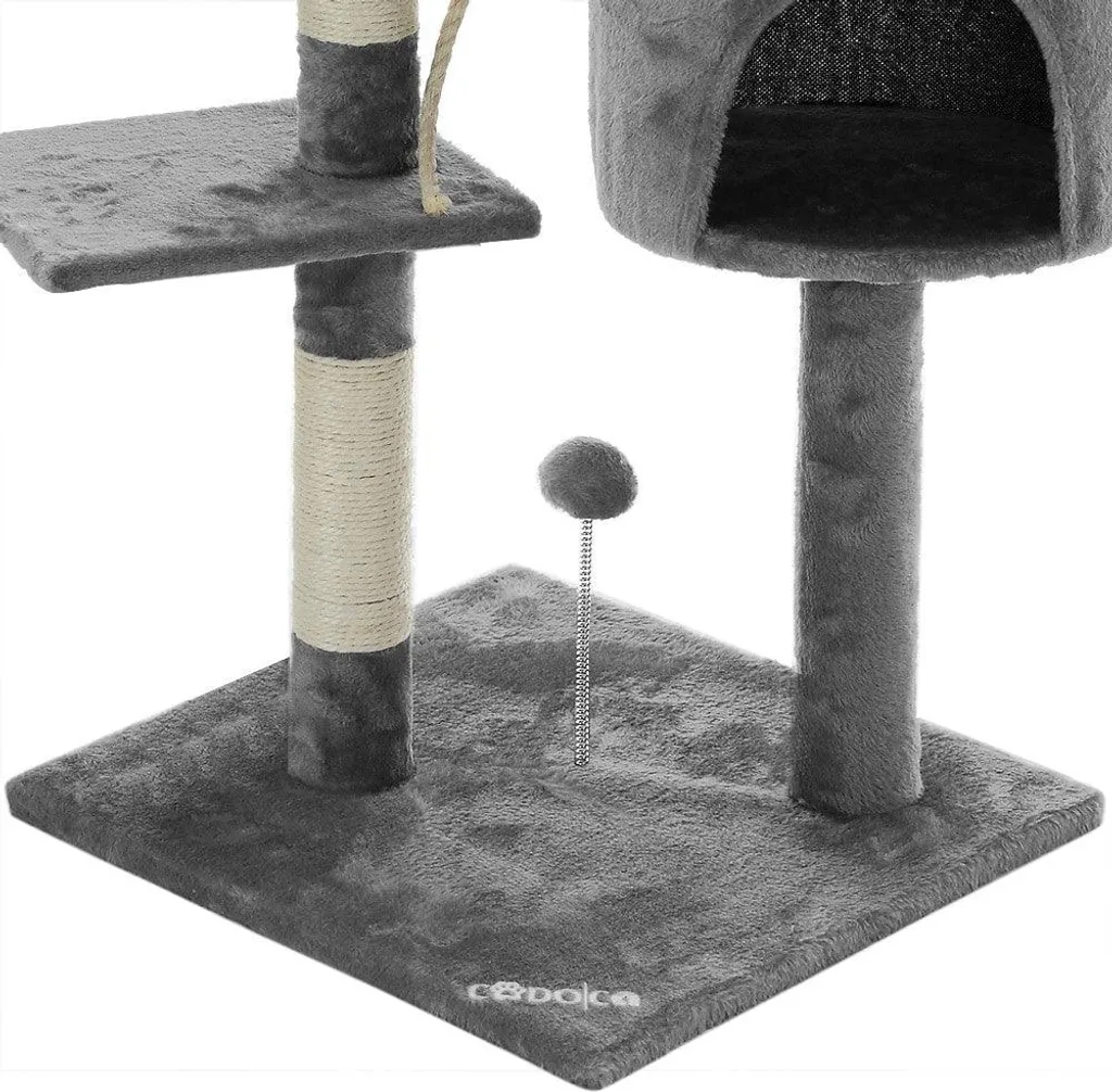 Arbre à chat avec 3 plateformes et cachette, Gris Clair - Modèle AL75