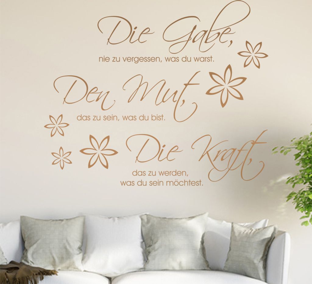 Die Gabe nie zu ... Wandtattoo in 6 Größen - Wandaufkleber Wall Sticker - Dekoration, Küche, Wohnzimmer, Schlafzimmer, Badezimmer