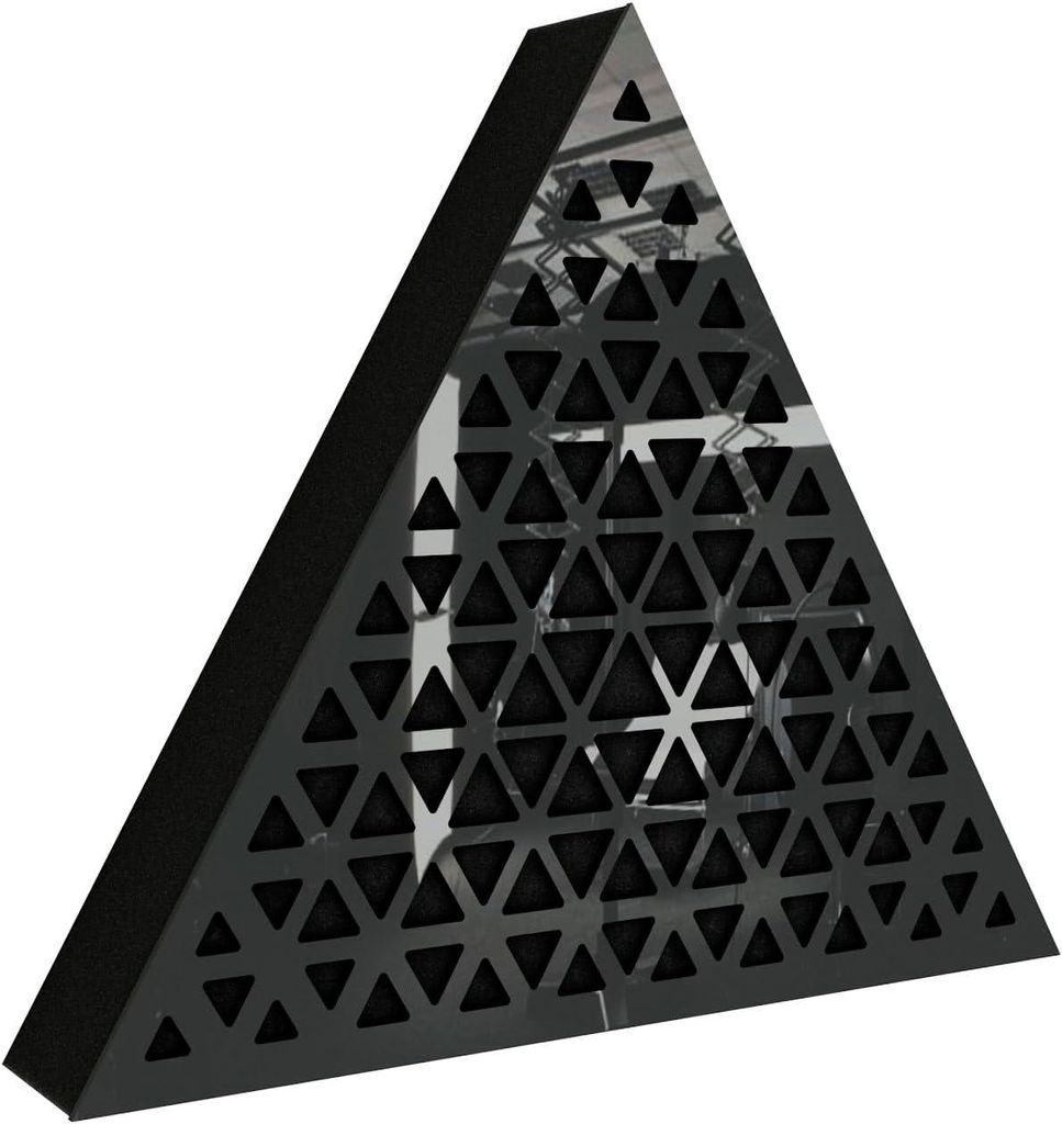 2er-Pack — Wandmontierte Akustikplatten | Schallabsorbierende & dekorative Holzpaneele zur Echoreduzierung| [TRIANGLE | Schwarz glänzender Kunst...