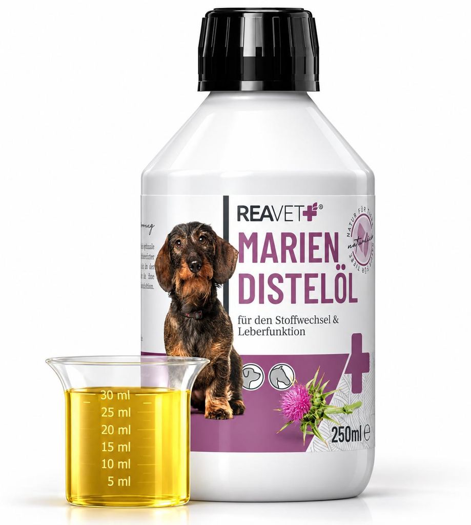 REAVET Olio di cardo mariano per cani e cavalli, 250 ml – Immagine del prodotto 