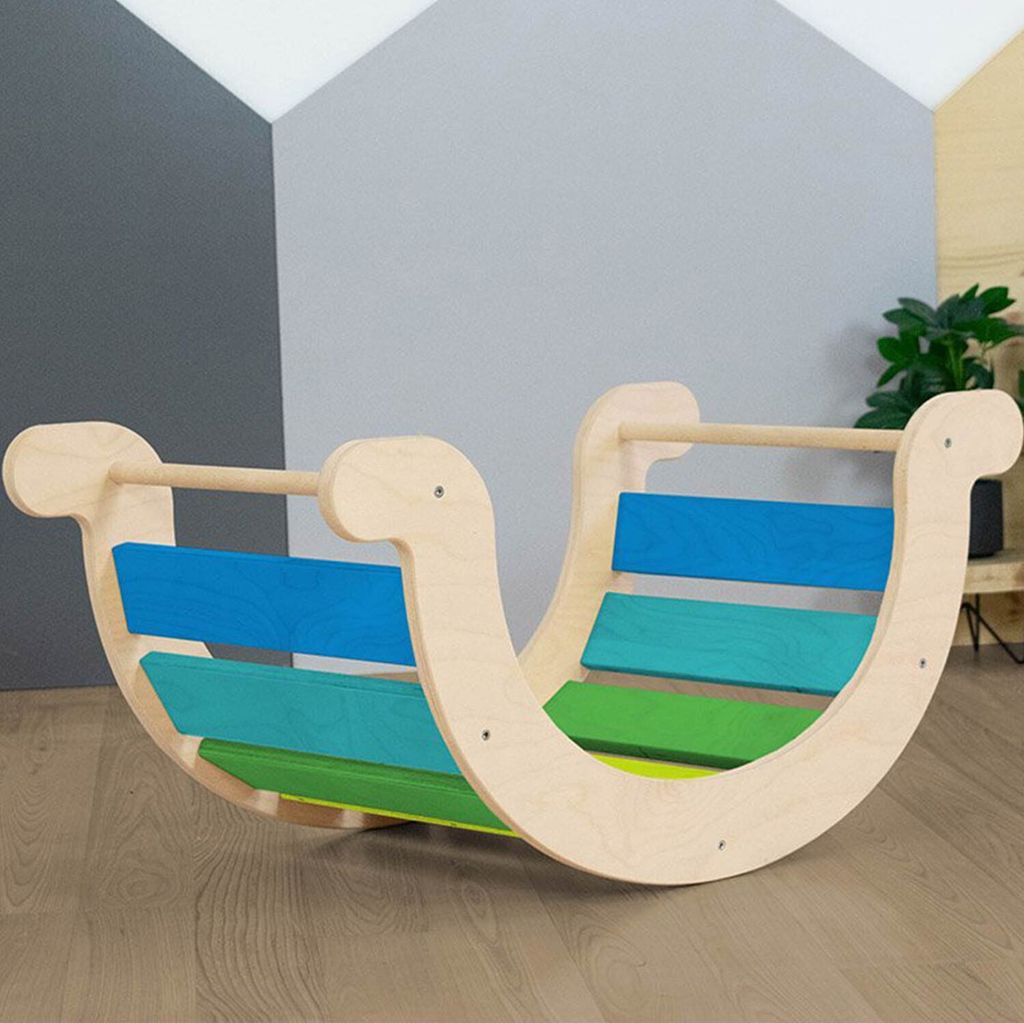Children's Montessori Balance Swing YUPEE - Blue rainbow