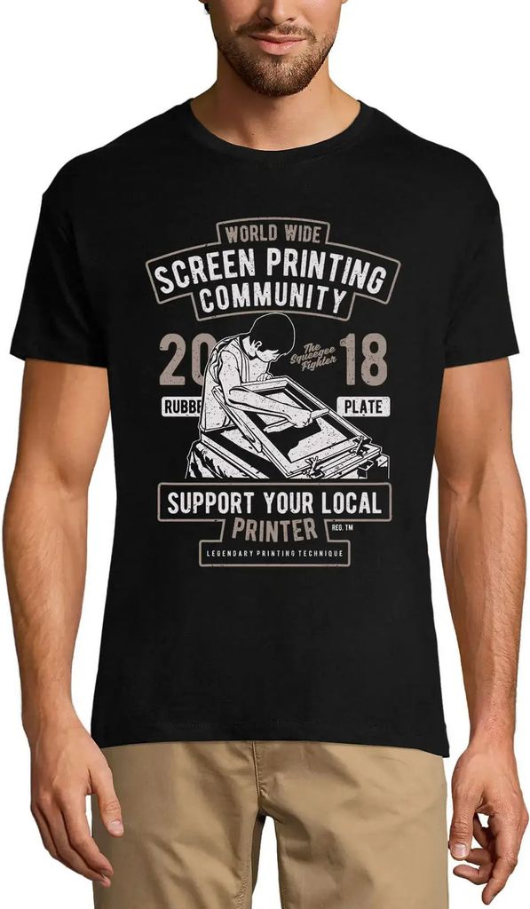 Herren Grafik T-Shirt Siebdruck-Community 2018 - Lokales unterstützen – Screen Printing Community 2018 - Support Local – Geschenk 6. Geburtstag