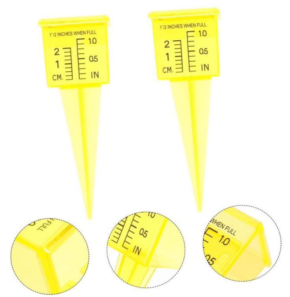 5-teiliger Regenmesser, 4 cm Messöffnung, Wassermessgerät für den Außenbereich zur Bewässerung von Rasen, Garten und Hof, leuchtend gelb, tran...