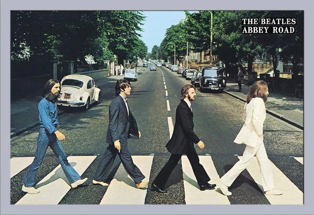 Beatles, The - Poster - Abbey Road + cornice rimovibile, Shinsuke® Maxi MDF argento, disco acrilico