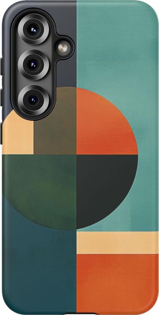 Geometrisches Design in Türkis und Orange – Hülle Kompatibel mit Galaxy S25