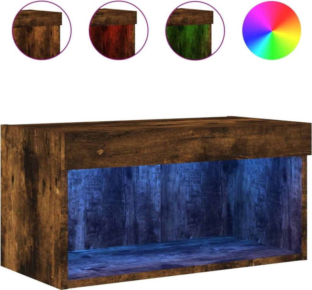 vidaXL TV-Schrank mit LED-Leuchten Räuchereiche 60x30x30 cm