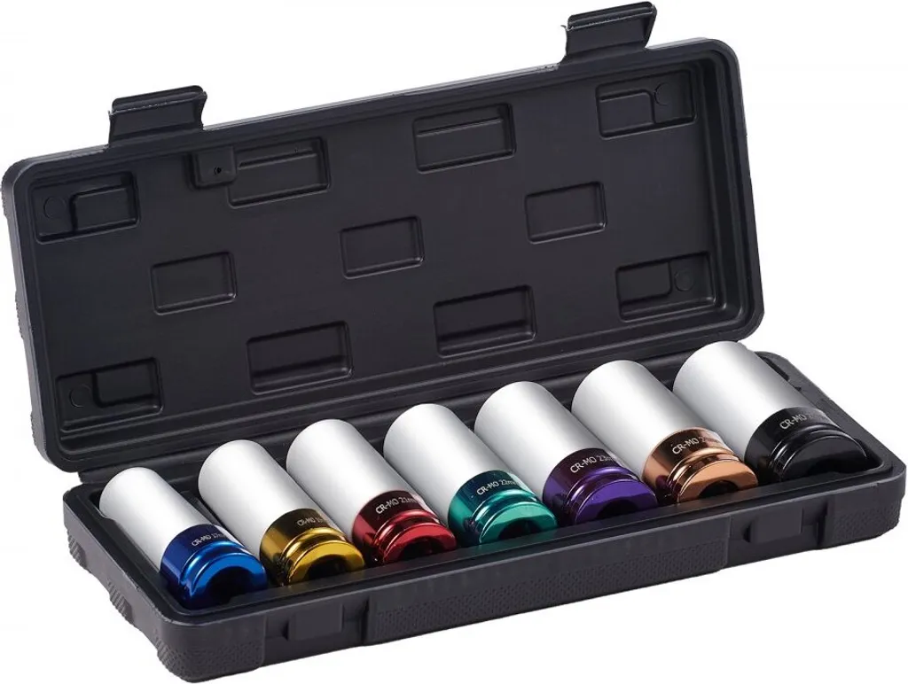 Coffret de douilles à chocs pour écrous d'essieu - Set de 7 pièces 1/2" - 9