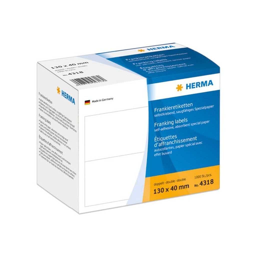 HERMA Frankieretiketten 4318 weiß 130,0 x 40,0 mm, 1.000 Etiketten