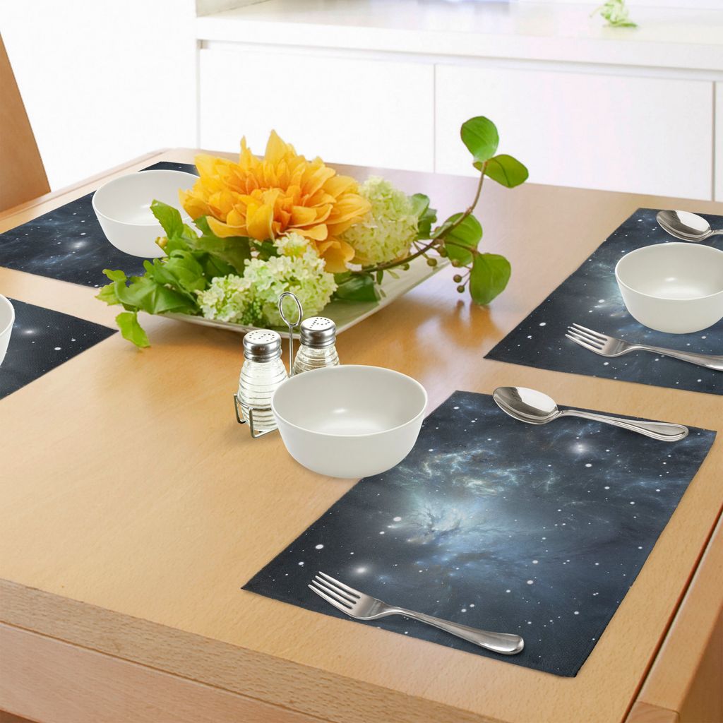ABAKUHAUS Konstellation Platzmatten, Unendlicher Raum mit Nebel und Sternen Universelle Energiekosmologie, Tiscjdeco aus Farbfesten Stoff für das ...