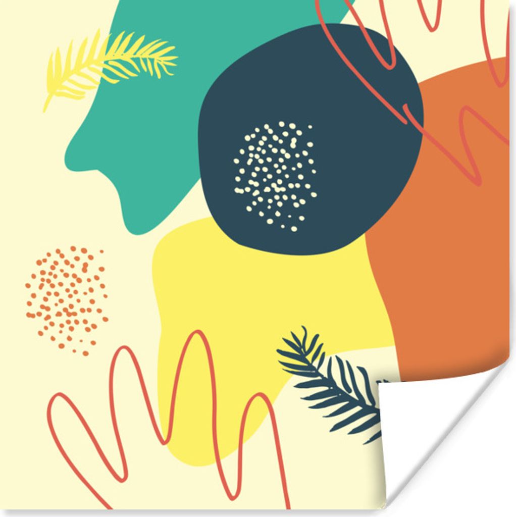 MuchoWow Poster Sommer - Formen - Farben - Abstrakt 100x100 cm - Babyzimmer