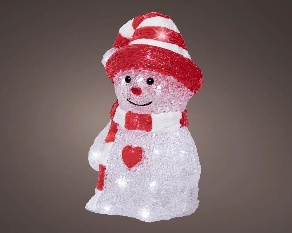 Décoration lumineuse de Noël bonhomme de neige en acrylique LED
